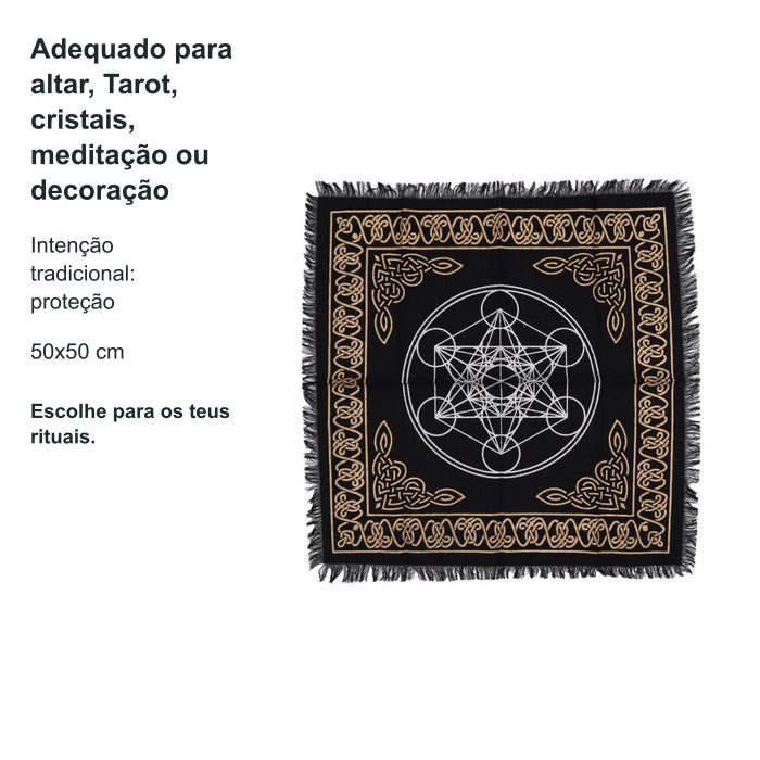 Pano de Altar Cubo de Metatron 50x50 cm | Geometria Sagrada — benefícios, utilização e características