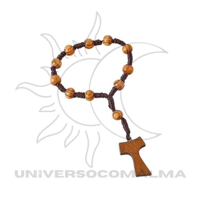 Pequeno Terço de Madeira – Contas de 8mm com Nós