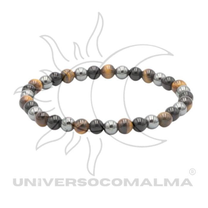 Pulseira Proteção 3 Poderes: Hematita, Olho de Tigre e Onix