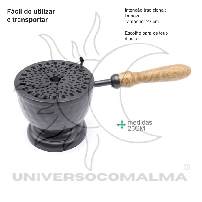 Queimador Ferro Cabo de Madeira - 23cm — benefícios, utilização e características