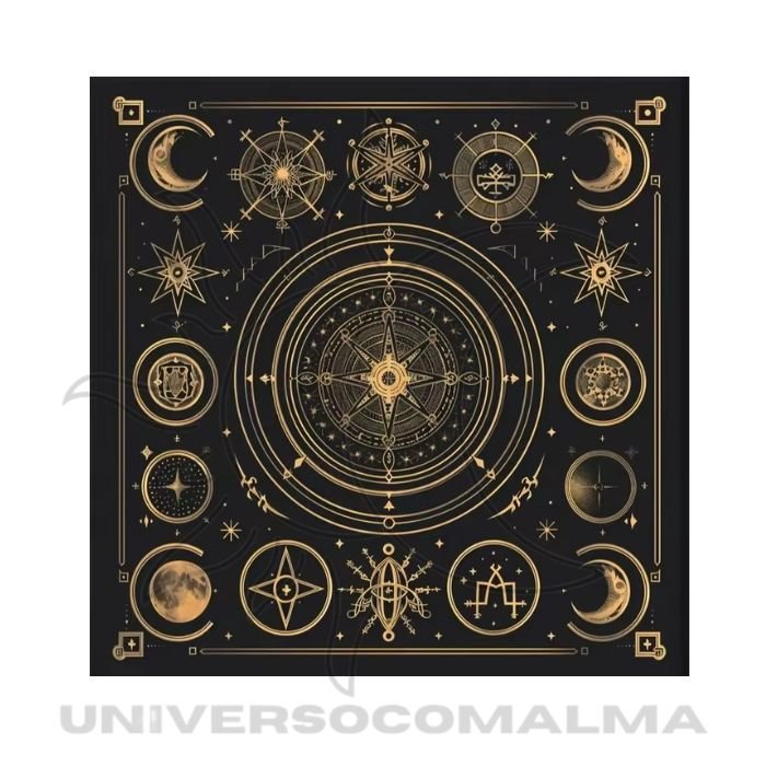 Toalha de Mesa de Tarot – Fases da Lua | 50x50cm - Modelo 4