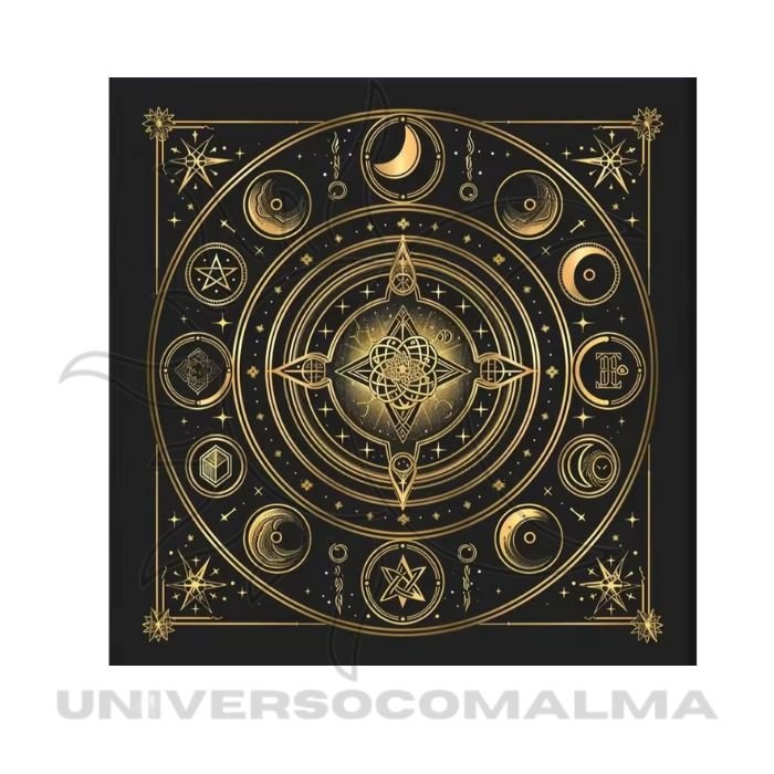 Toalha de Mesa de Tarot – Fases da Lua | 50x50cm - Modelo 5