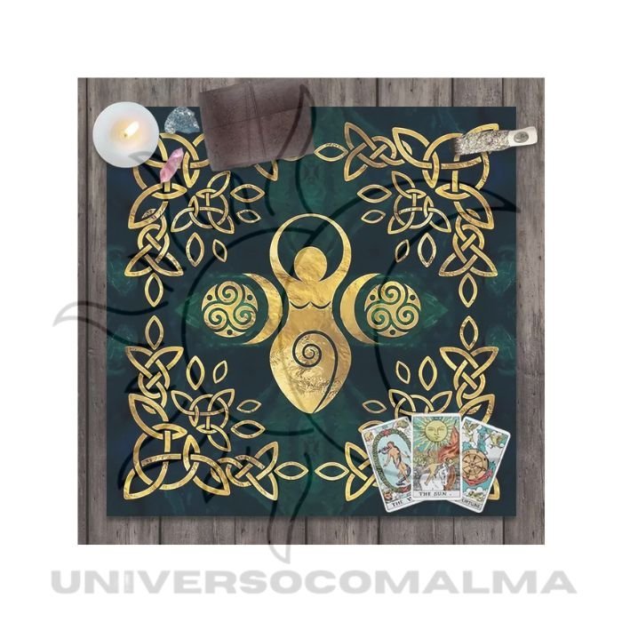 Toalha de Mesa Tarot – Árvore da Vida e Tríplice Lua – 75x75cm - Poliéster