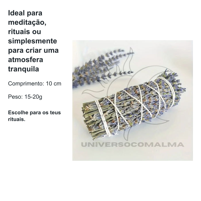 Tocha de Aromaterapia de Lavanda Natural – 10cm, 15-20g – Purificação e Relaxamento — benefícios, utilização e características