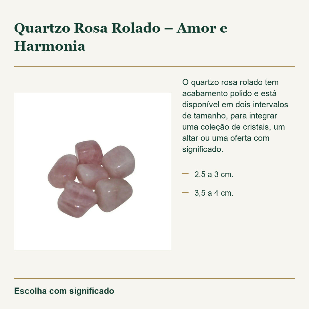 Quartzo Rosa Rolado – Amor e Harmonia — fotografia original e características confirmadas.