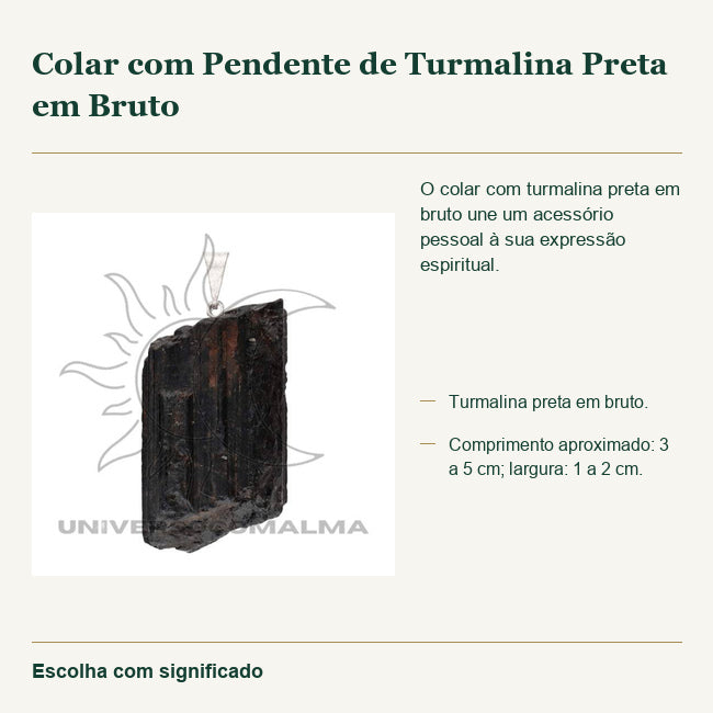 Colar com Pendente de Turmalina Preta em Bruto — fotografia original e características confirmadas.