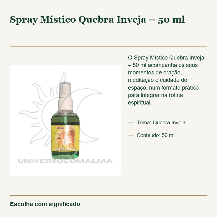 Spray Místico Quebra Inveja – 50 ml — fotografia original e características confirmadas.