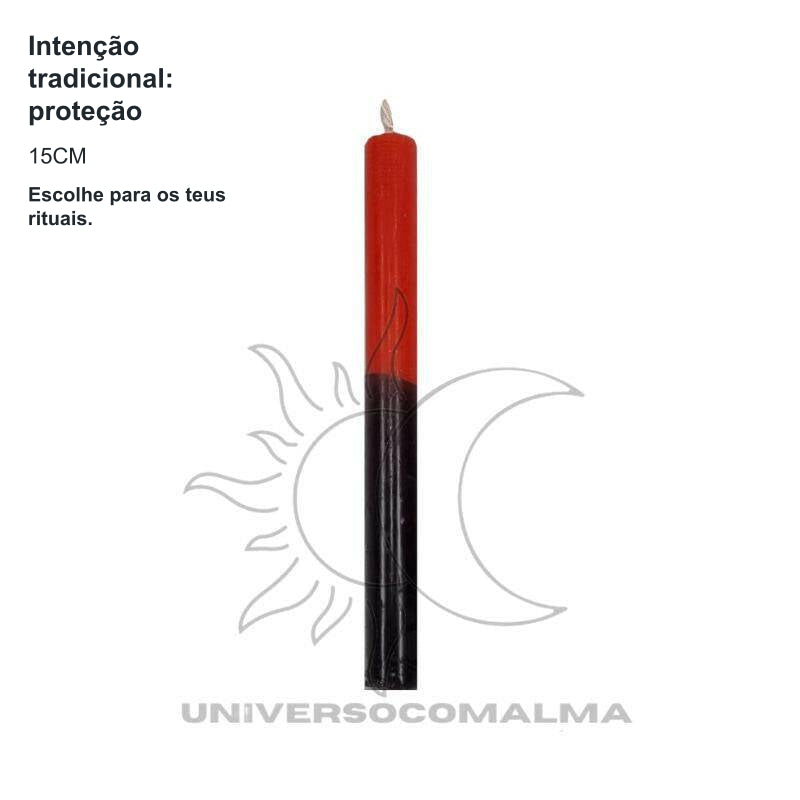 Vela Palito Preta e Vermelha - 15CM — benefícios, utilização e características
