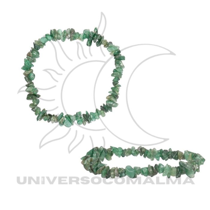 Pulseira Chips de Aventurina Verde com Lascas Pequenas - Sucesso e Equilíbrio - Universo com Alma ®