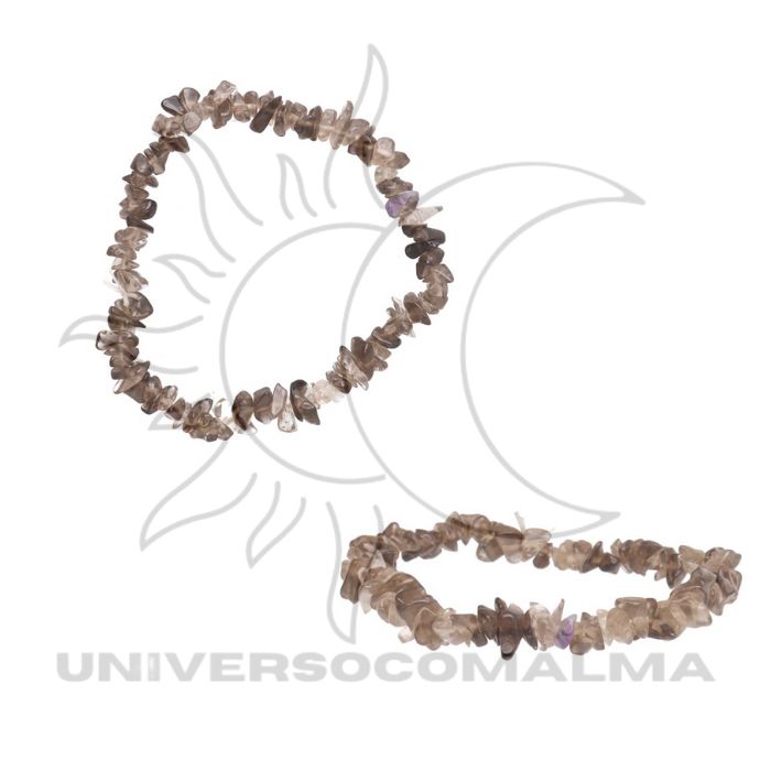 Pulseira Chips de Quartzo Fumado com Lascas Pequenas - Proteção e Clareza Energética - Universo com Alma ®