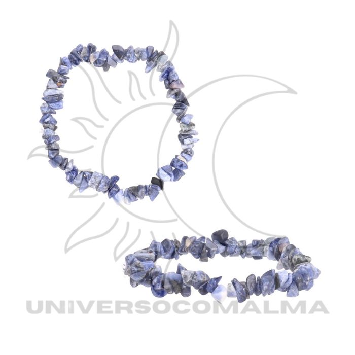 Pulseira Chips de Sodalita com Lascas Pequenas - Intuição e Equilíbrio Emocional - Universo com Alma ®