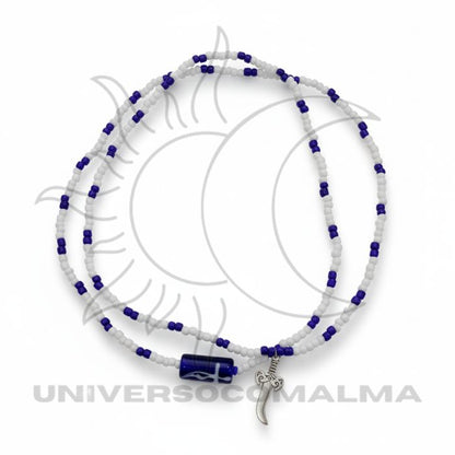 Guia de Ogum (Azul e Branco) com Pingente Espada