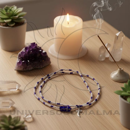 Guia de Ogum (Azul e Branco) com Pingente Espada