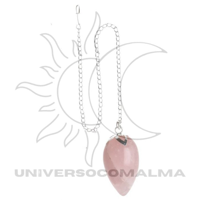 Pêndulo de Quartzo Rosa com Flor de Lótus - Universo com Alma ®