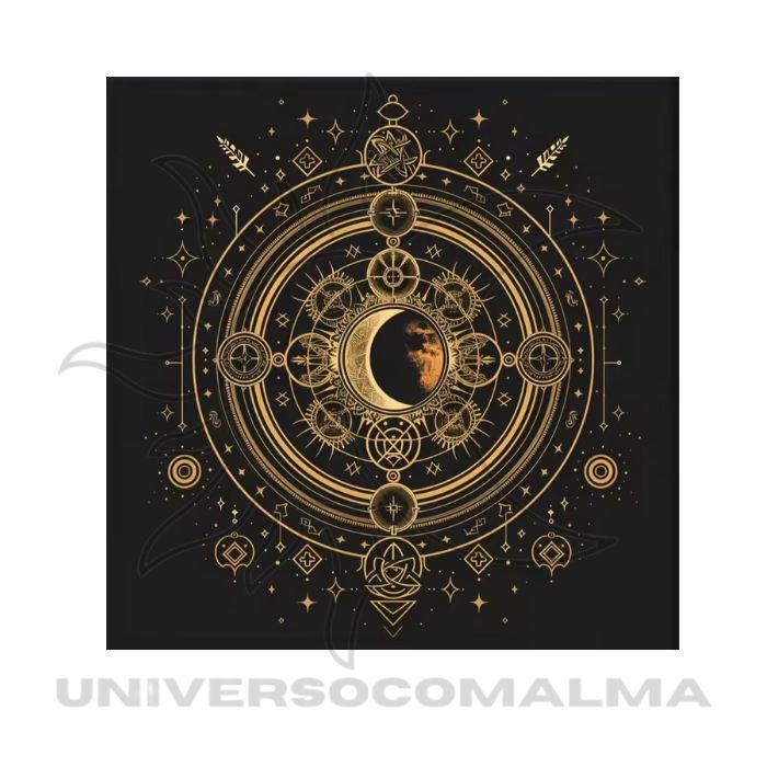 Toalha de Mesa de Tarot – Fases da Lua | 50x50cm - Modelo 2