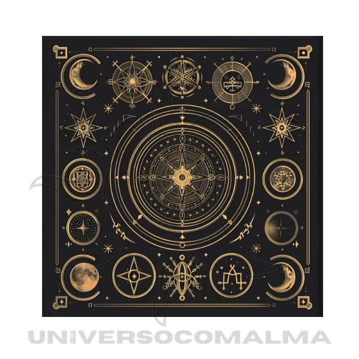 Toalha de Mesa de Tarot – Fases da Lua | 50x50cm - Modelo 4