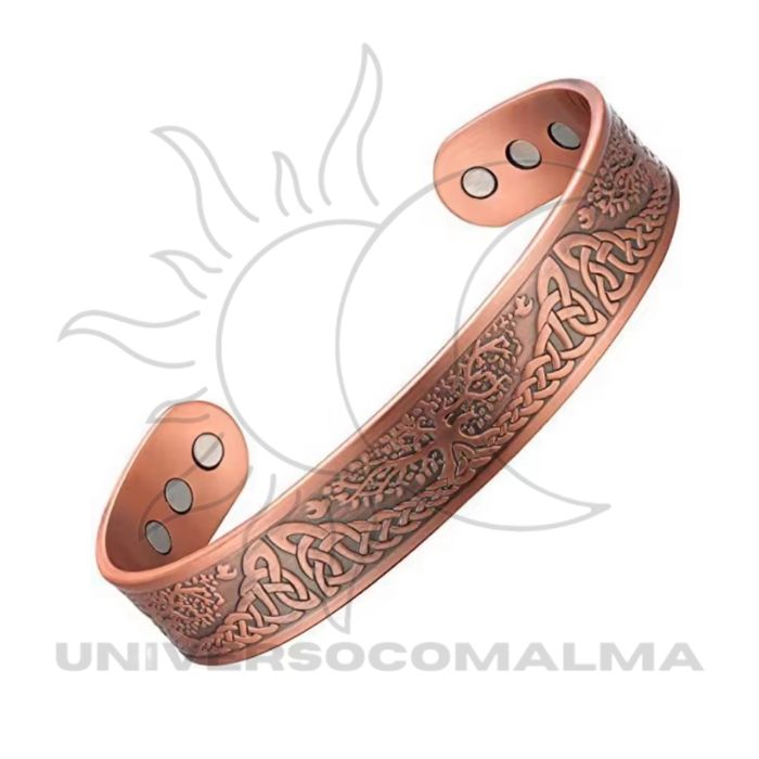 Pulseira Magnética de Cobre - Com Árvore da Vida - Ajustável 18,5cm