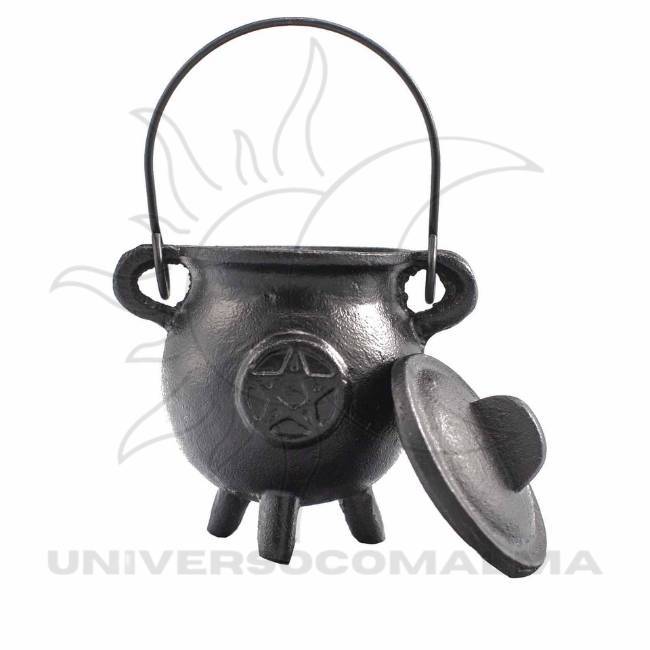Caldeirão Ferro Fundido Pentagrama 6,5x13cm | Proteção e Poder - Universo com Alma ®