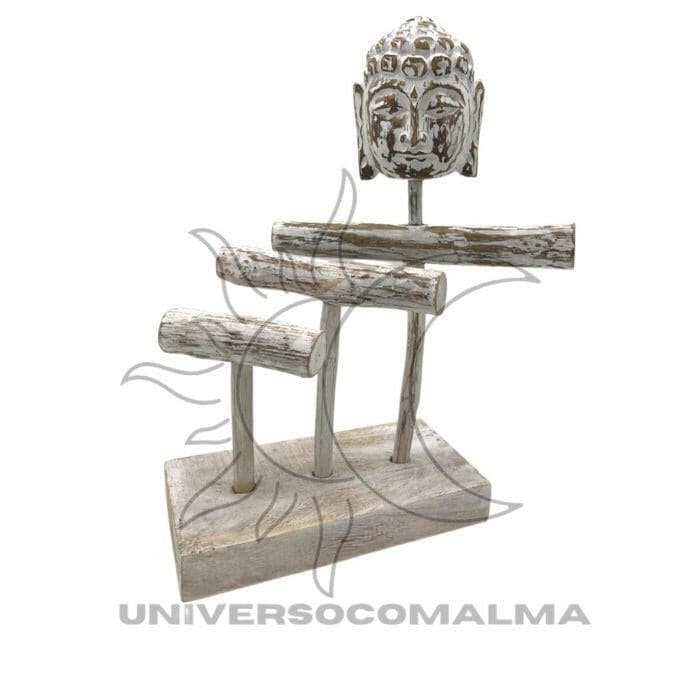 Suporte de Três Ramos e Buda - Branco Desgastado - Universo com Alma ®