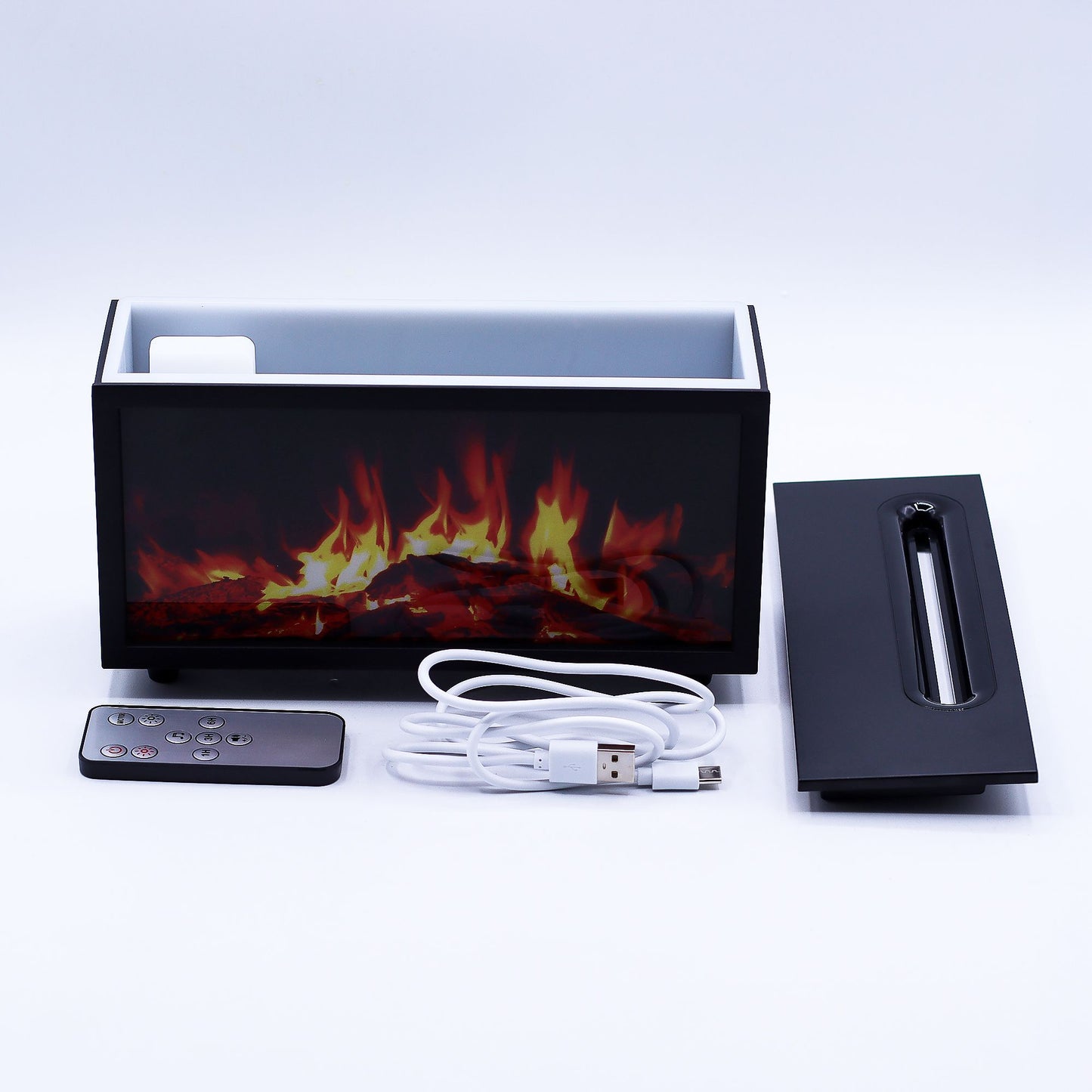Difusor Aroma Efeito Chama USB Som Aves - Preto | Universo com Alma