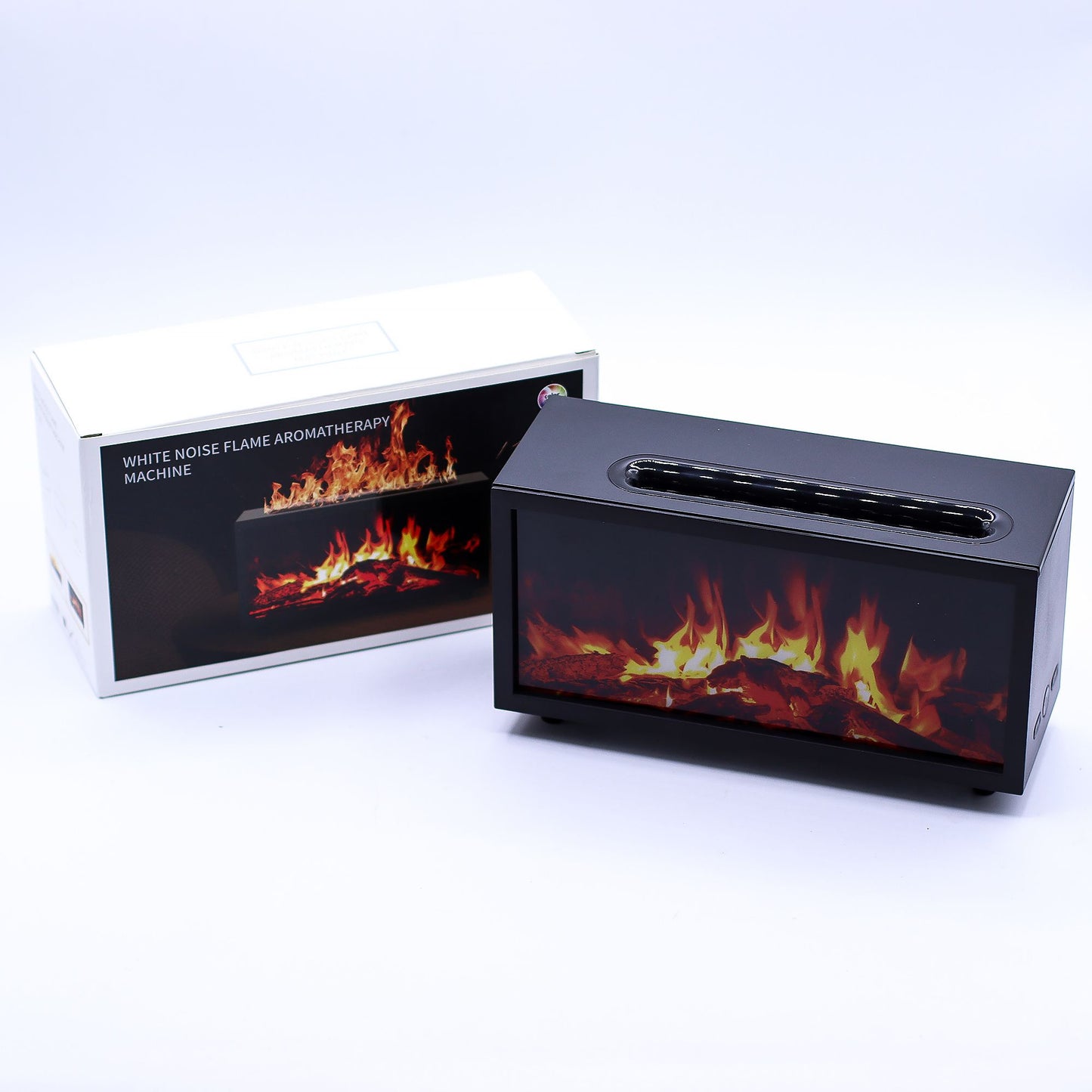 Difusor Aroma Efeito Chama USB Som Aves - Preto | Universo com Alma