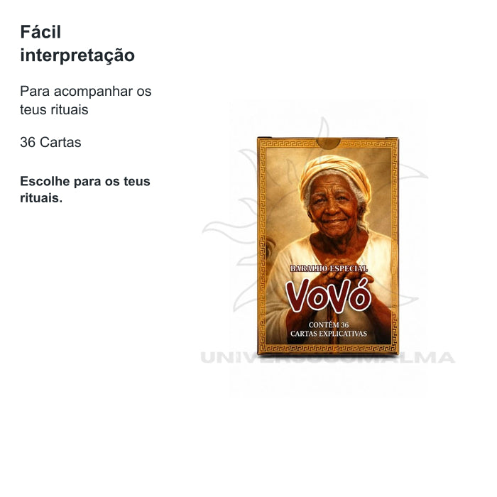 Baralho Especial Vovó – 36 Cartas Explicativas de Sabedoria Espiritual — benefícios, utilização e características