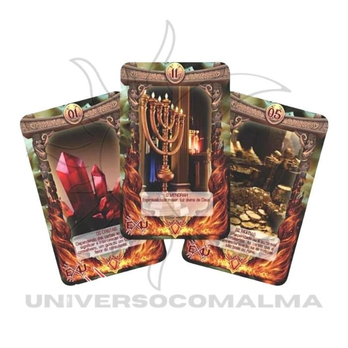 Cartas do Baralho de Exu (exemplo de 3 cartas) – 36 cartas explicativas
