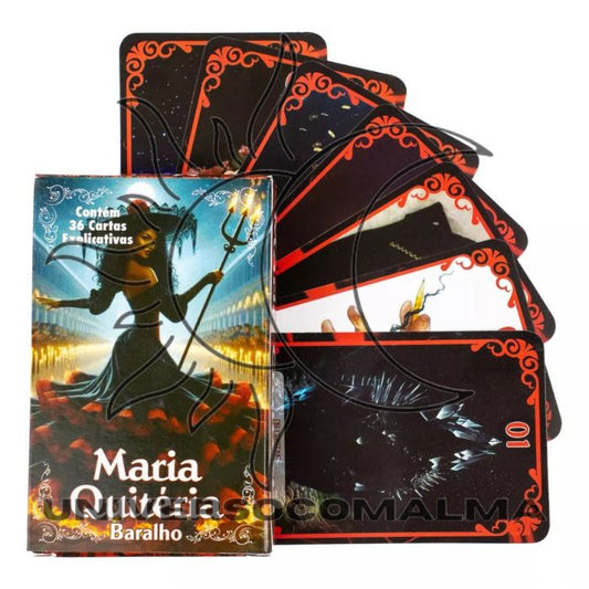 Baralho Maria Quitéria com 36 cartas – caixa e exemplo de cartas