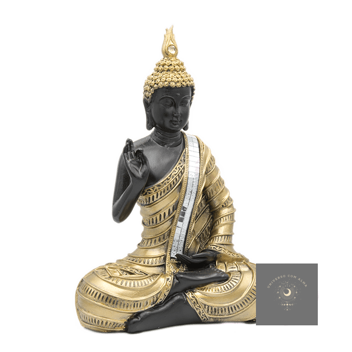 Buddha Abhaya: Serenidade em Preto e Dourado 🧘‍♂️🌼