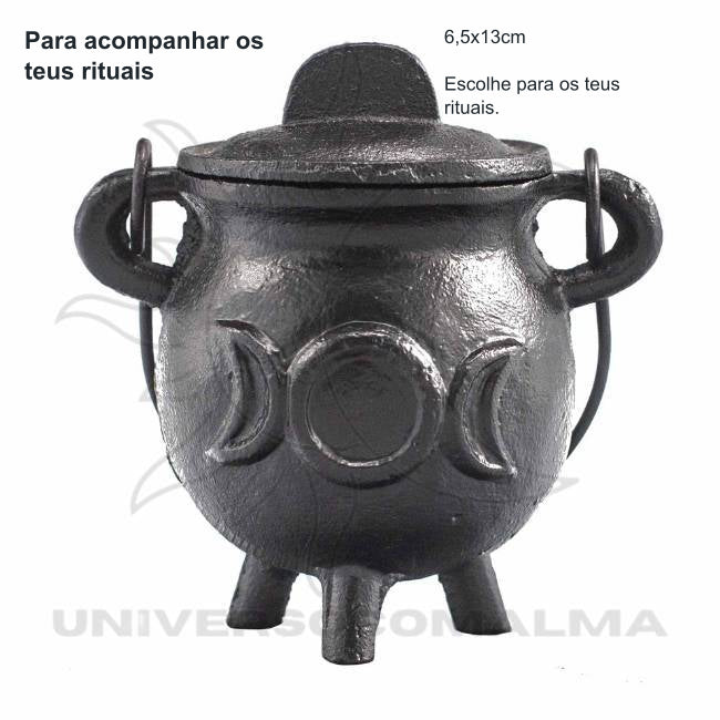 Caldeirão Ferro Fundido Lua Tripla 6,5x13cm | Rituais Poderosos — benefícios, utilização e características