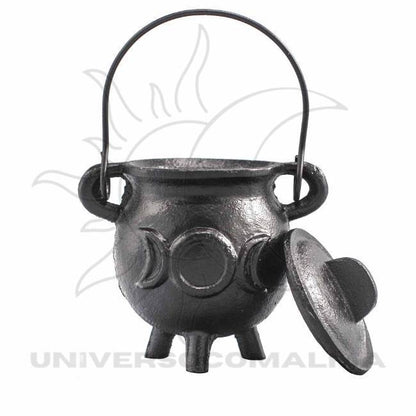 Caldeirão Ferro Fundido Lua Tripla 6,5x13cm | Rituais Poderosos - Universo com Alma ®