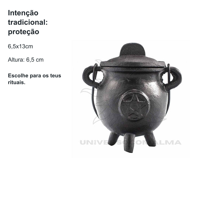 Caldeirão Ferro Fundido Pentagrama 6,5x13cm | Proteção e Poder — benefícios, utilização e características