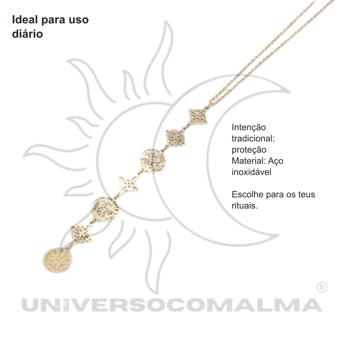 Colar Aço 4 Nós e Tetragramaton Dourado — benefícios, utilização e características