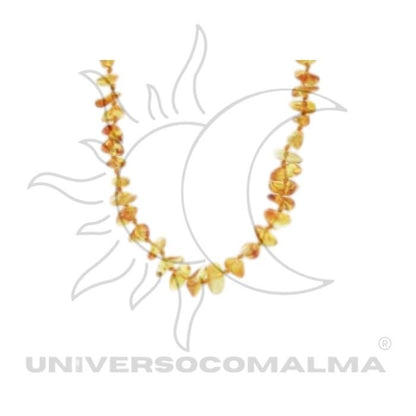 Colar de pequenas pedras amarelas e castanhas