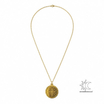 Colar de Aço Dourado com Medalha de São Bento