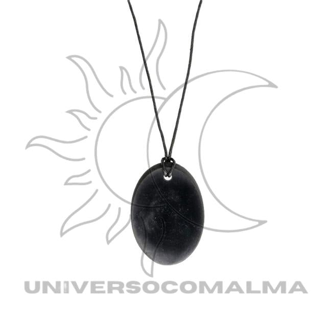 Colar Pingente Oval Pequeno Shungite