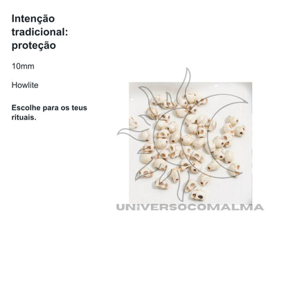 Contas em Forma de Caveira de Howlite Branco - 10mm — benefícios, utilização e características