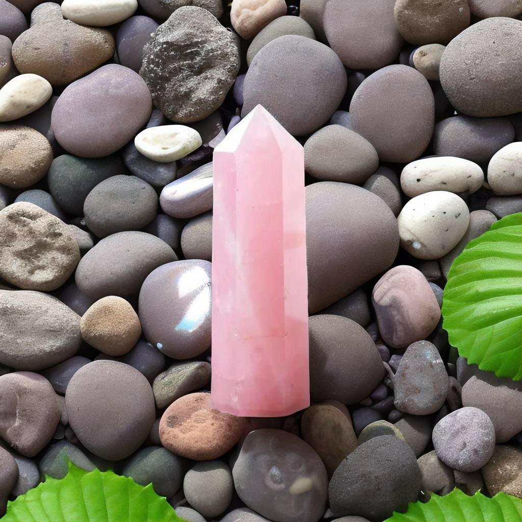 Cristal de Quartzo Rosa Natural - Ponto de Cura Hexagonal Universo com Alma