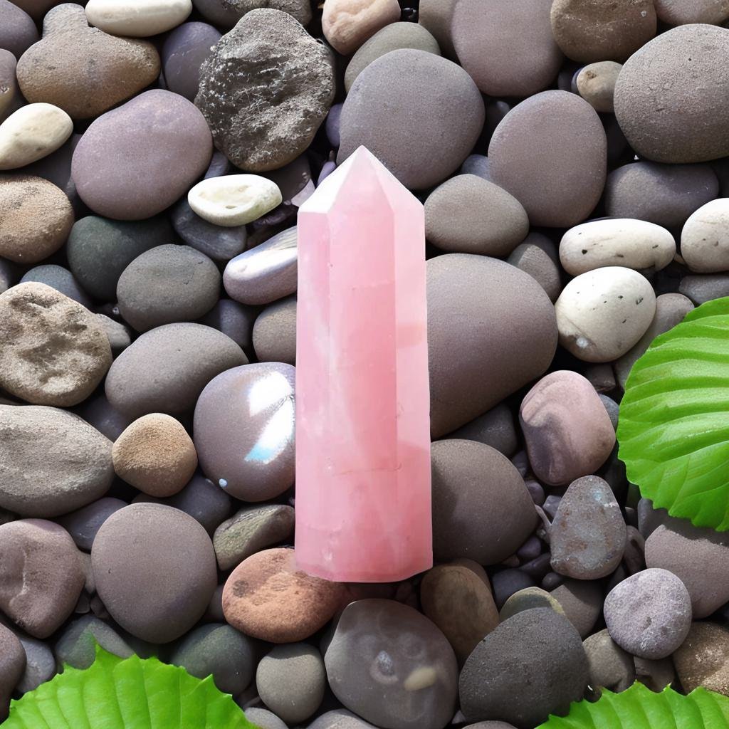 Cristal de Cuarzo Rosa Natural - Punto de Curación Hexagonal