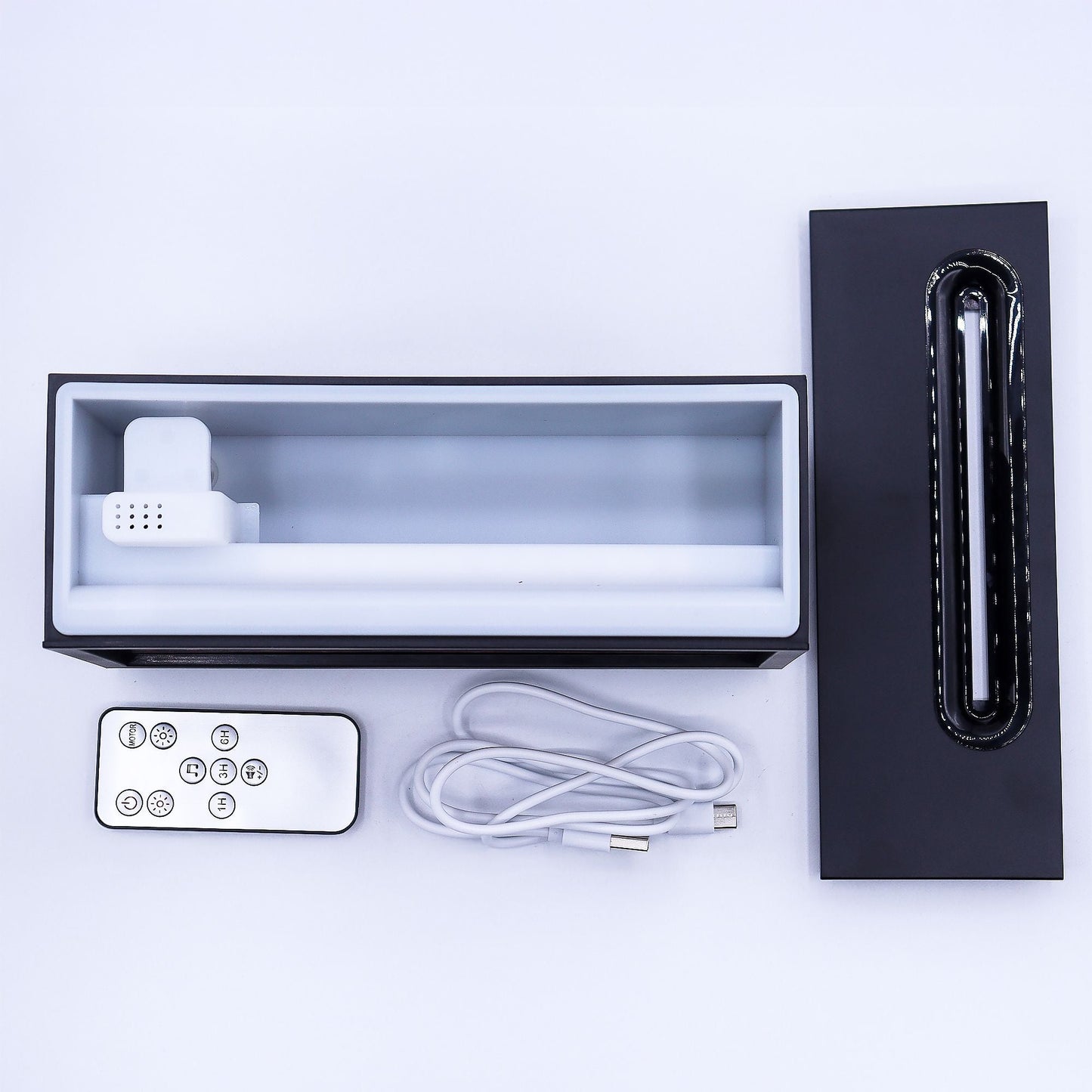 Difusor Aroma Efeito Chama USB Som Aves - Preto | Universo com Alma