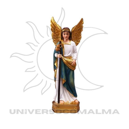 Estátua do Arcanjo Rafael com asas douradas