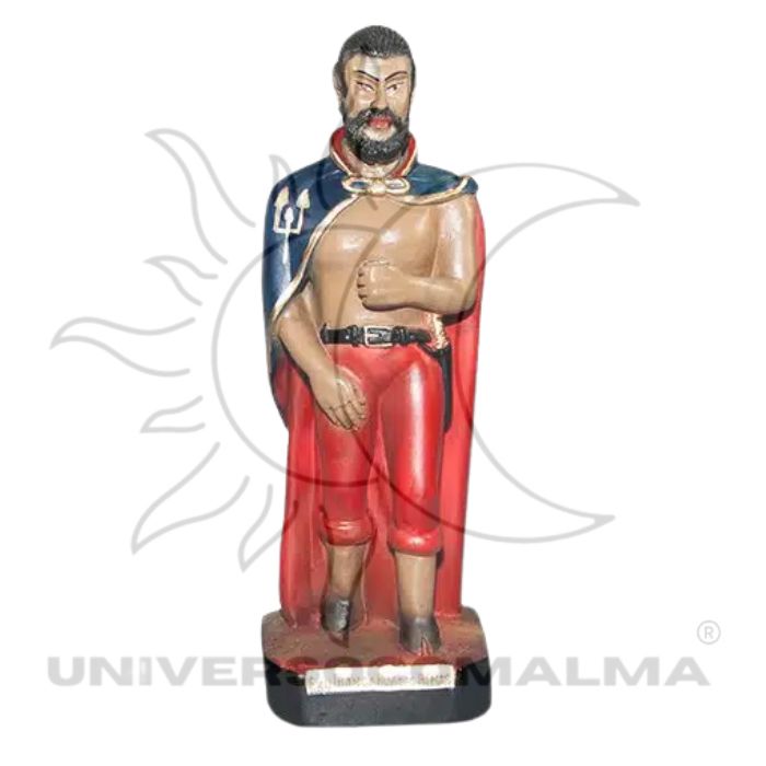 imagem de Exu Tranca Ruas das Almas em gesso com 20 cm para altar e devoção espiritual.