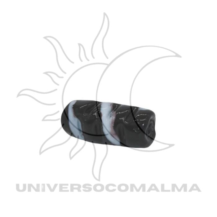 Firma oval preta com faixas claras