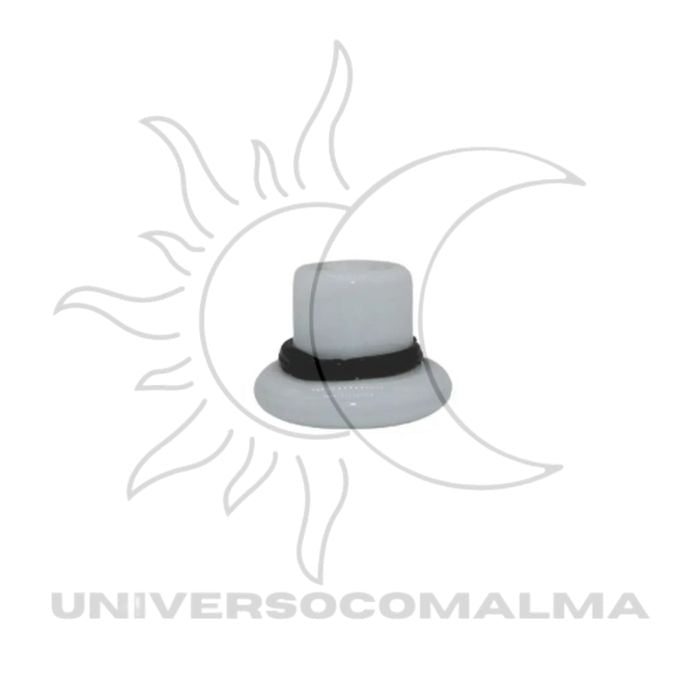 Firma para guia em forma de chapéu branco com faixa preta