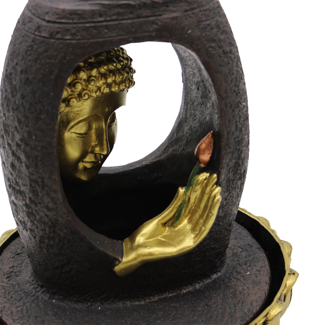 Fontaine de table - Bouddha doré avec Mudra Vitarka (30 cm)