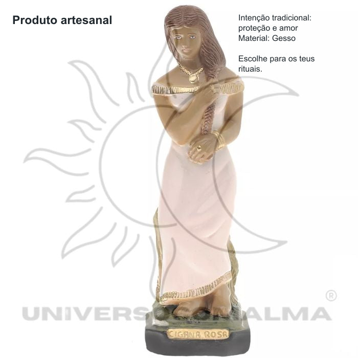 Imagem Cigana Rosa 20cm em Gesso | Universo com Alma — benefícios, utilização e características