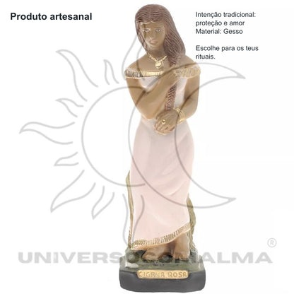 Imagem Cigana Rosa 20cm em Gesso | Universo com Alma — benefícios, utilização e características