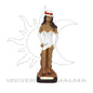 Estátua Pomba Gira Malandra Maria Malandra com saia branca e navalha na mão, 20cm, ideal para altares e decoração espiritual umbandista.