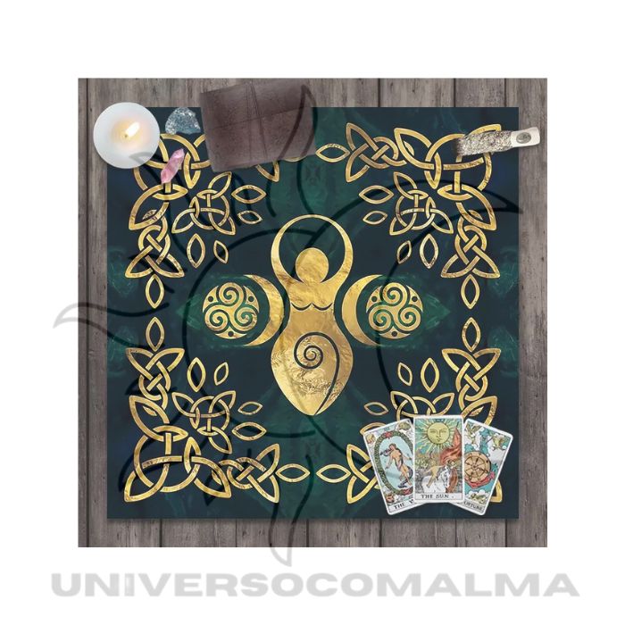 Toalha de Mesa Tarot – Árvore da Vida e Tríplice Lua – 75x75cm - Poliéster