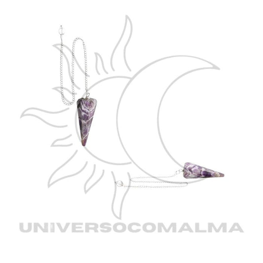Pêndulo Facetado em Chevron de Ametista - Intuição e Equilíbrio Energético - Universo com Alma ®
